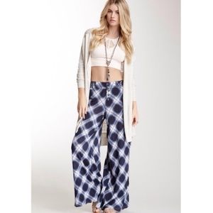 Free People Bias Extreme Wide Plaid Pants Size 12